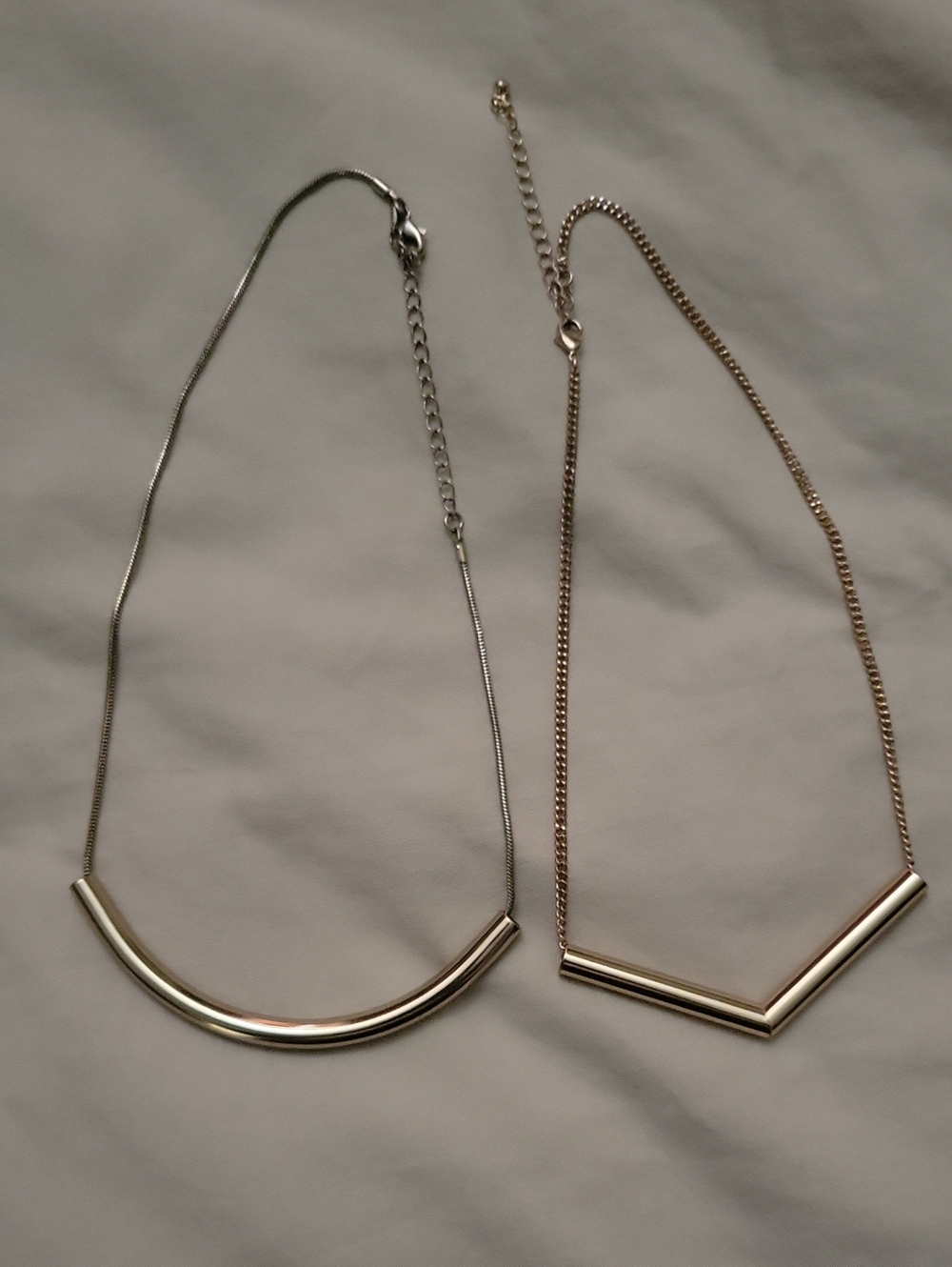 Gold Bar Pendant Necklace Set - Minimalist Womens Jewelry